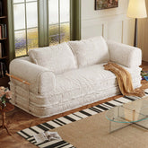 Modular foldable futon sofa bed with corduroy fabric, configurable as floor couch or sleeper